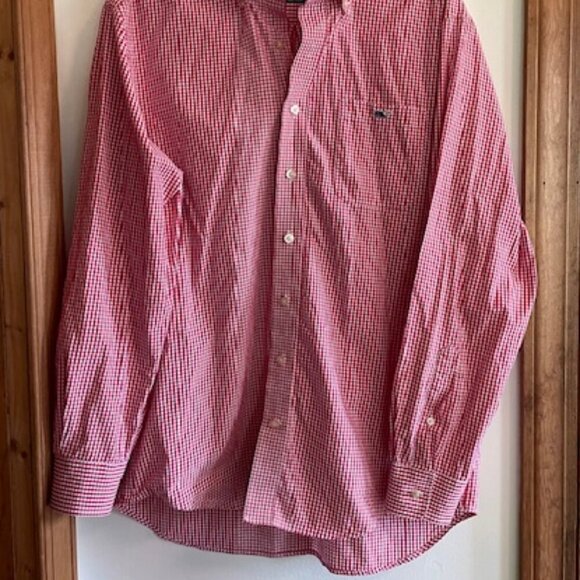 VINEYARD VINES Whale Shirt Gingham Tucker Red White Check LS Medium - Picture 10 of 15